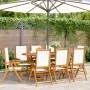 8 verstellbare Gartenstühle aus massivem Holz mit Stoff in Weiß-Creme. von , Gartenstühle - Ref: Foro24-3214540, Preis: 576,3...