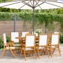 Sillas jardín reclinables 8 uds tela madera maciza blanco crema de , Sillas de jardín - Ref: Foro24-3214540, Precio: 513,15 €