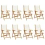 8 verstellbare Gartenstühle aus massivem Holz mit Stoff in Weiß-Creme. von , Gartenstühle - Ref: Foro24-3214540, Preis: 576,3...