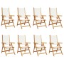 8 verstellbare Gartenstühle aus massivem Holz mit Stoff in Weiß-Creme. von , Gartenstühle - Ref: Foro24-3214540, Preis: 588,3...