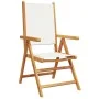 Reclining garden chairs 8 units, solid wood frame, white cream fabric by , Garden chairs - Ref: Foro24-3214540, Price: 576,32...