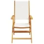 Reclining garden chairs 8 units, solid wood frame, white cream fabric by , Garden chairs - Ref: Foro24-3214540, Price: 576,32...