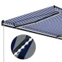 Manual retractable awning with blue and white LED 300x250 cm by vidaXL, Awnings - Ref: Foro24-3055220, Price: 271,57 €, Disco...