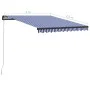 Manual retractable awning with blue and white LED 300x250 cm by vidaXL, Awnings - Ref: Foro24-3055220, Price: 271,57 €, Disco...