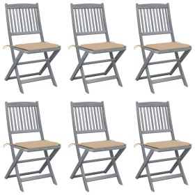Faltbare Gartenstühle 6 Stück mit massiven Akazienholz-Kissen. von , Gartenstühle - Ref: Foro24-3065437, Preis: 345,10 €, Rab...