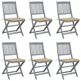 Folding garden chairs 6 pcs with solid acacia wood cushions by , Garden chairs - Ref: Foro24-3065437, Price: 339,02 €, Discou...