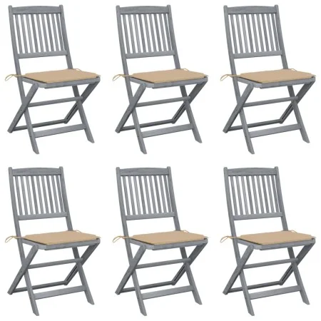 Faltbare Gartenstühle 6 Stück mit massiven Akazienholz-Kissen. von , Gartenstühle - Ref: Foro24-3065437, Preis: 339,02 €, Rab...