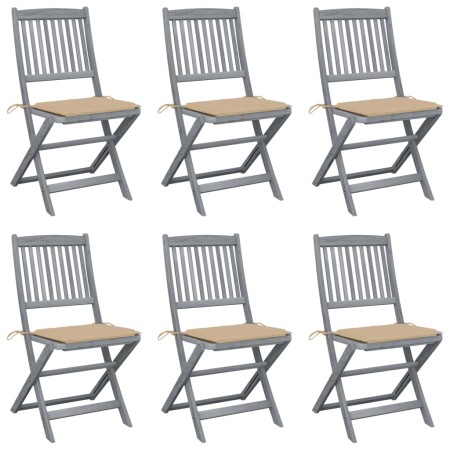 Faltbare Gartenstühle 6 Stück mit massiven Akazienholz-Kissen. von , Gartenstühle - Ref: Foro24-3065437, Preis: 345,10 €, Rab...