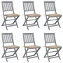 Faltbare Gartenstühle 6 Stück mit massiven Akazienholz-Kissen. von , Gartenstühle - Ref: Foro24-3065437, Preis: 339,02 €, Rab...