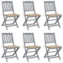 Folding garden chairs 6 pcs with solid acacia wood cushions by , Garden chairs - Ref: Foro24-3065437, Price: 351,52 €, Discou...