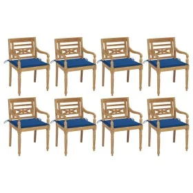 Batavia-Stühle, 8 Stück Massivholz aus Teakholz mit Kissen. von , Gartenstühle - Ref: Foro24-3073359, Preis: 1,00 €, Rabatt: %