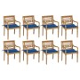 Batavia-Stühle, 8 Stück Massivholz aus Teakholz mit Kissen. von , Gartenstühle - Ref: Foro24-3073359, Preis: 1,00 €, Rabatt: %