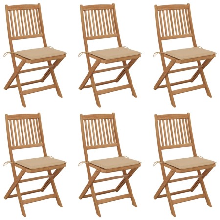 Faltbare Gartenstühle 6 Stück und Kissen Massivholz Akazie von , Gartenstühle - Ref: Foro24-3074997, Preis: 329,71 €, Rabatt: %