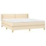 Box spring bed with cream-colored fabric mattress 160x200 cm by , Beds and slatted bases - Ref: Foro24-3130206, Price: 489,26...