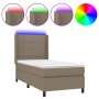 Box spring bed with mattress and LED lights, gray taupe fabric, 90x190 cm. by , Beds and slatted bases - Ref: Foro24-3138281,...
