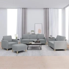 Set of sofas with 4 light gray fabric cushions by , Sofas - Ref: Foro24-3202062, Price: 649,71 €, Discount: %