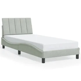 Bed frame with dark gray velvet and LED lights 90x190 cm by , Beds and slatted bases - Ref: Foro24-3213757, Price: 149,28 €, ...