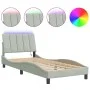 Bed frame with dark gray velvet and LED lights 90x190 cm by , Beds and slatted bases - Ref: Foro24-3213757, Price: 149,28 €, ...