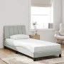 Bed frame with dark gray velvet and LED lights 90x190 cm by , Beds and slatted bases - Ref: Foro24-3213757, Price: 149,28 €, ...