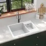 Doppelspülbecken mit Überlauf aus weißem Granit von vidaXL, Sinkt - Ref: Foro24-147088, Preis: 163,89 €, Rabatt: %