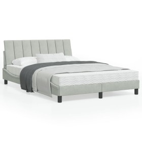 Bed frame with light gray velvet LED lights 120x200 cm by , Beds and slatted bases - Ref: Foro24-3213769, Price: 178,83 €, Di...