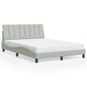 Estructura cama con luces LED terciopelo gris claro 140x200 cm de , Camas y somieres - Ref: Foro24-3213781, Precio: 199,21 €,...