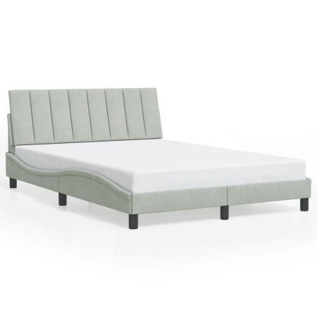 Bed frame with light gray velvet and LED lights 140x200 cm by , Beds and slatted bases - Ref: Foro24-3213781, Price: 199,03 €...