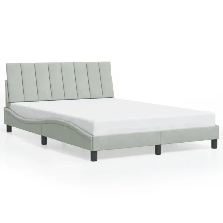 Estructura cama con luces LED terciopelo gris claro 140x200 cm de , Camas y somieres - Ref: Foro24-3213781, Precio: 196,18 €,...