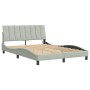 Bed frame with light gray velvet and LED lights 140x200 cm by , Beds and slatted bases - Ref: Foro24-3213781, Price: 199,03 €...