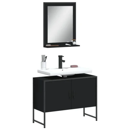 Badezimmermöbel-Set, 2-teilig, aus schwarzer Ingenieurholz. von , Badezimmermöbel - Ref: Foro24-3214339, Preis: 100,54 €, Rab...