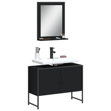 Badezimmermöbel-Set, 2-teilig, aus schwarzer Ingenieurholz. von , Badezimmermöbel - Ref: Foro24-3214339, Preis: 98,78 €, Raba...