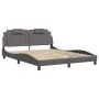 Bed frame with gray synthetic leather headboard 160x200cm by , Beds and slatted bases - Ref: Foro24-3208106, Price: 233,82 €,...