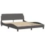 Bed frame with gray synthetic leather headboard 160x200cm by , Beds and slatted bases - Ref: Foro24-3208106, Price: 233,82 €,...