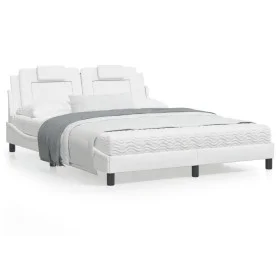 Bed frame with white synthetic leather headboard 160x200 cm by , Beds and slatted bases - Ref: Foro24-3208104, Price: 228,65 ...