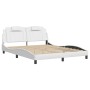 Bed frame with white synthetic leather headboard 160x200 cm by , Beds and slatted bases - Ref: Foro24-3208104, Price: 207,15 ...