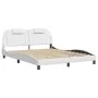 Bed frame with white synthetic leather headboard 160x200 cm by , Beds and slatted bases - Ref: Foro24-3208104, Price: 228,65 ...