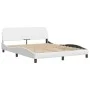 Bed frame with white synthetic leather headboard 160x200 cm by , Beds and slatted bases - Ref: Foro24-3208104, Price: 228,65 ...