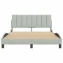 Bed frame with light gray velvet headboard 120x200cm by , Beds and slatted bases - Ref: Foro24-3207837, Price: 168,48 €, Disc...