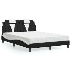 Bed with black and white synthetic leather mattress 140x200 cm by , Beds and slatted bases - Ref: Foro24-3208801, Price: 388,...