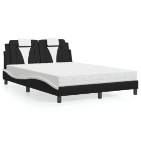 Bett mit schwarz-weißer Kunstleder-Matratze 140x200 cm von , Betten und Lattenroste - Ref: Foro24-3208801, Preis: 395,27 €, R...