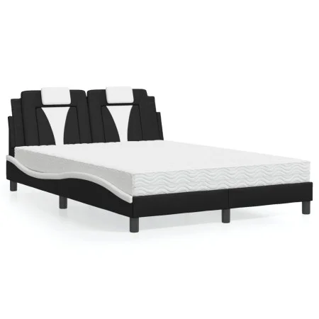 Bed with black and white synthetic leather mattress 140x200 cm by , Beds and slatted bases - Ref: Foro24-3208801, Price: 388,...