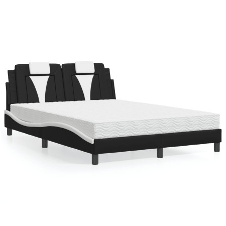Bett mit schwarz-weißer Kunstleder-Matratze 140x200 cm von , Betten und Lattenroste - Ref: Foro24-3208801, Preis: 395,27 €, R...