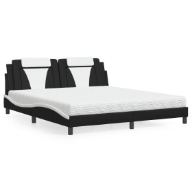 Bed with black and white synthetic leather mattress 180x200 cm by , Beds and slatted bases - Ref: Foro24-3208815, Price: 443,...