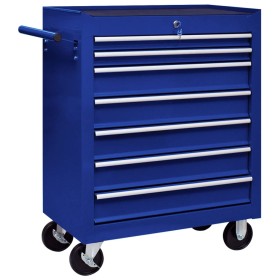 Carrito caja de herramientas 7 cajones azul