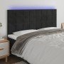 Cabecero con luces LED terciopelo negro 180x5x118/128 cm en Cabeceros y pies de cama | Comprar online en Foro24