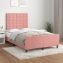 Estructura de cama con cabecero terciopelo rosa 120x190 cm de , Camas y somieres - Ref: Foro24-3270607, Precio: 183,88 €