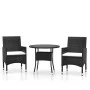 3-piece garden bistro set, black PE rattan with tempered glass. by , Garden sets - Ref: Foro24-3095903, Price: 234,52 €, Disc...