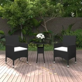 3-piece garden bistro set, black PE rattan with tempered glass. by , Garden sets - Ref: Foro24-3095901, Price: 192,89 €, Disc...