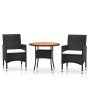 3-piece synthetic rattan solid wood garden bistro set in black. by , Garden sets - Ref: Foro24-3095908, Price: 241,66 €, Disc...