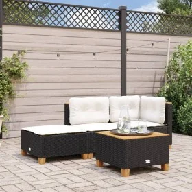 Garden stool and black synthetic rattan cushion 63.5x56x32 cm by , Outdoor ottomans - Ref: Foro24-365911, Price: 66,19 €, Dis...